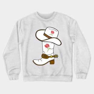 COWGIRL Western Rose Cowboy Boots - Cowboy Art Crewneck Sweatshirt